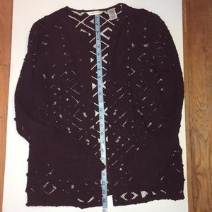 Laura Ashley NWOT mesh blouse/coverup sz S brown